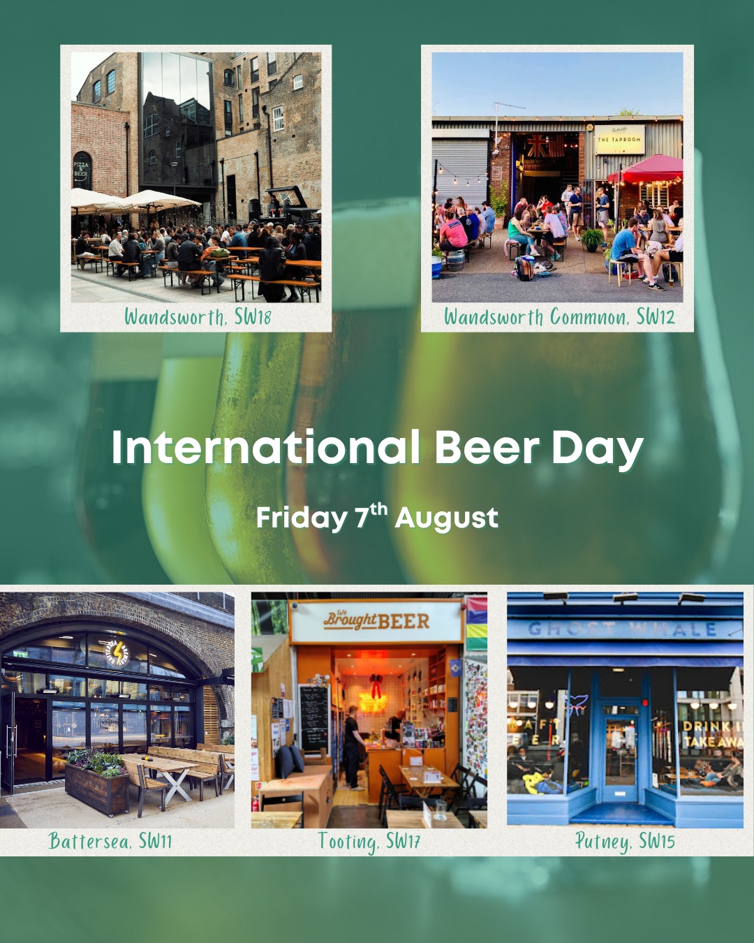 🍺 International Beer Day is tomorrow! 🍺 

We're raising a glass to breweries, craft beer shops and pubs that contribute to Wandsworth's vibrant local economy and community. From independent breweries and taprooms to neighbourhood pubs and specialist retailers, there's plenty to discover and support across the borough. 🍻 

And while you're here... 👀 

Tag your favourite brewery, craft beer shop or pub in the comments below. 

#InternationalBeerDay #SupportLocal #ShopLocal #Wandsworth #CraftBeer #LocalBusiness #EatLocal
